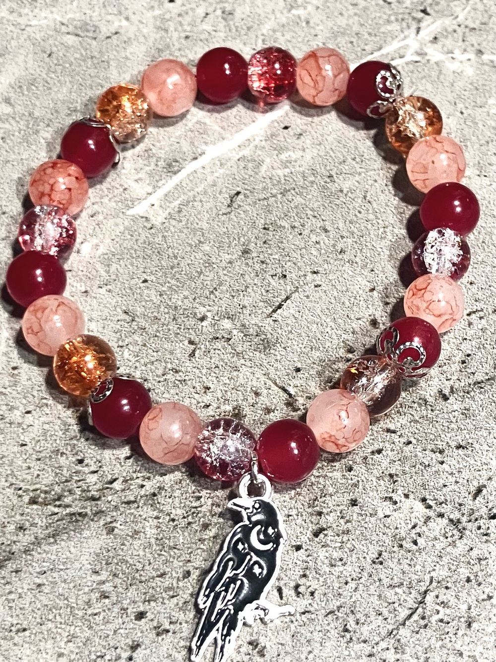 PICK ONE! Raven charm glass beaded bracelet collection - Picture 5 of 10